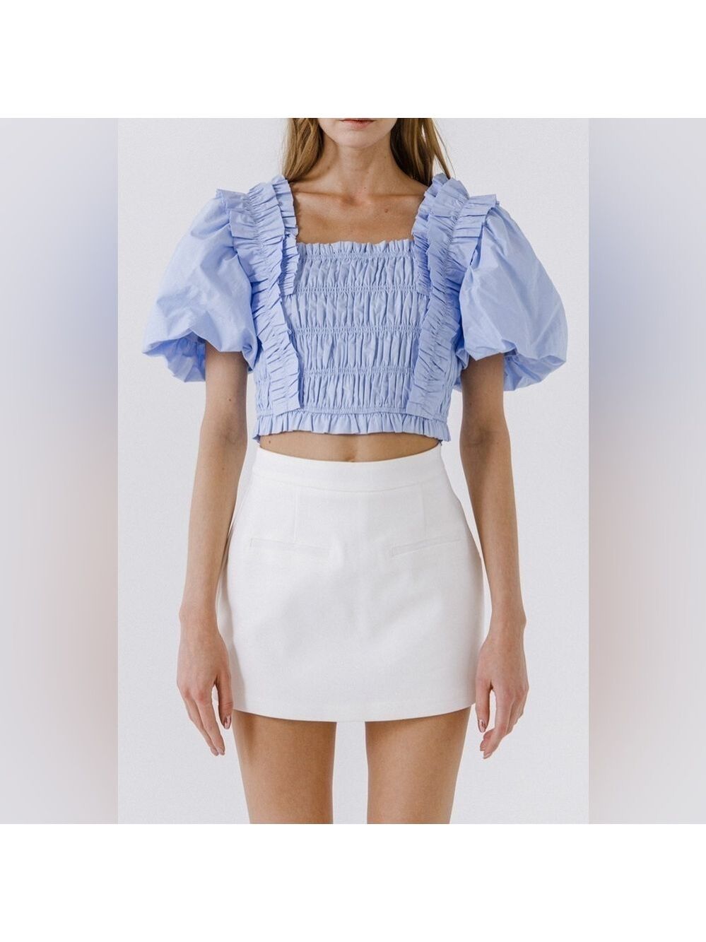 Endless Rose SMOCKED PUFF SLEEVE TOP